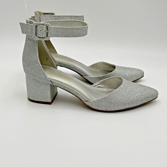 Dream‎ Pairs Annee Pointed Toe Low Chunky Heels Pump Shoes Silver Glitter Sz 8.5 - Picture 1 of 9